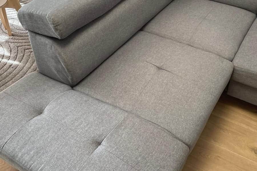 L-shape sofa fully restored after 180°C steam cleaning by Steam Car Spa