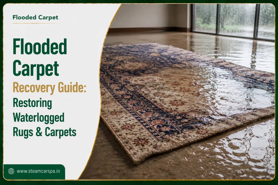 📷 Step 3 Guide (AI Illustrative Diagram): Flooded carpet fan drying and cross ventilation guide