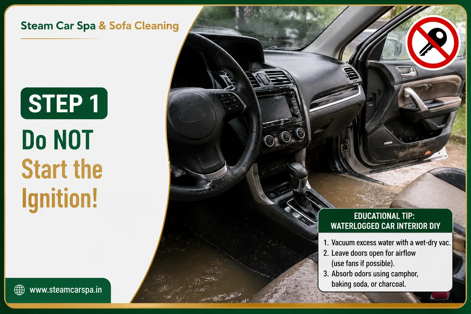 Car Step 1 DIY Guide: Do NOT start ignition if car is flooded