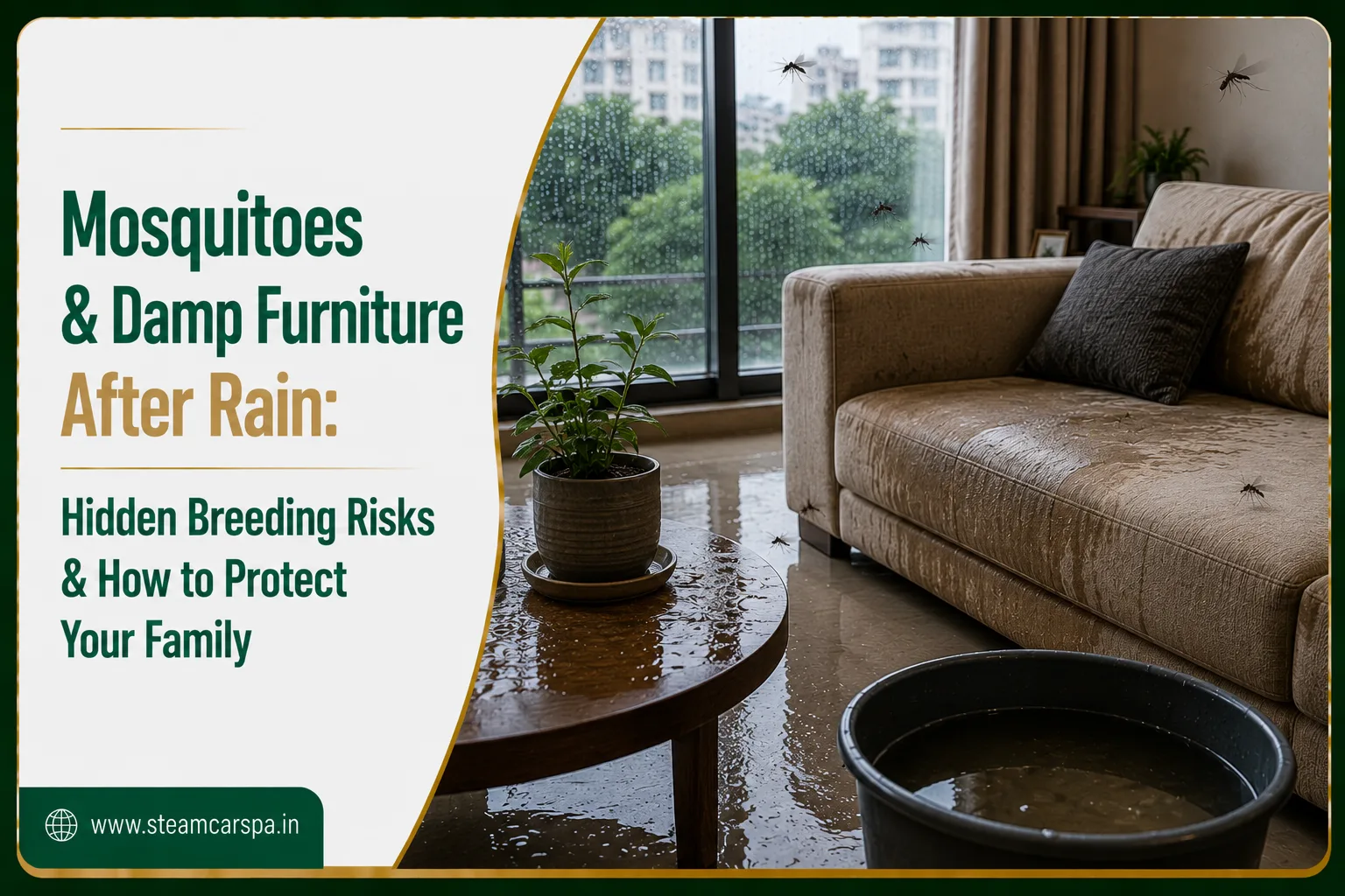 📷 (AI Illustrative Diagram): Mosquito breeding damp sofa furniture Silvassa Vapi