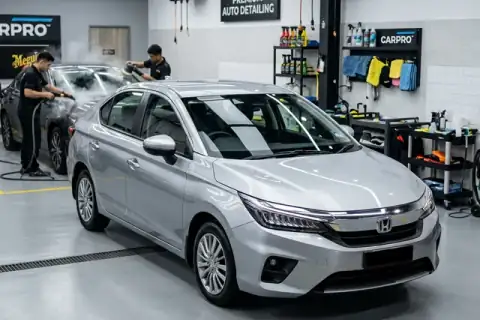 Sedan car full steam detailing service for Honda City, Verna